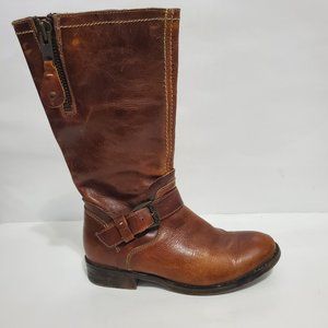 Bed Stu Token Motorcycle boot tan leather zip up buckle